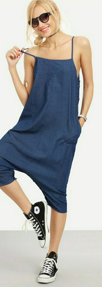 Shein lightweight denim blue romper